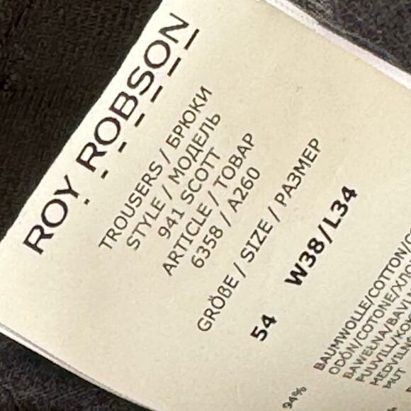 Roy Robson Men’s Trousers Cotton Light Gray Size 38 - Picture 5 of 8